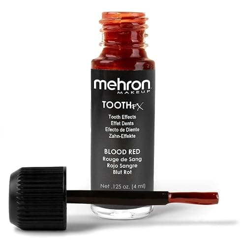 Mehron Makeup Tooth FX - BLOOD RED, Temporary Special FX Tooth Paint | Brush Off, Mouth Safe Teeth Makeup. Brush Included. Perfect for Halloween, Cosplay, & Theater. Cruelty Free & Made in the USA - Image 1