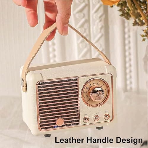 Baolira Retro Bluetooth Speaker, Portable Wireless Speaker with Crystal Clear Stereo Sound Rich Bass, Vintage Decor, Birthday Gifts for Women Teenage (Beige) thumbnail 6