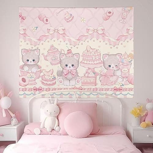 HOKMAH Cute Wall Tapestry Hanging Cutecore Decor, Y2k Wall Hanging Kawaii Aesthetic Cutecore Coquette Preppy Banners Dorm (50 * 60'',Type-C) - Image 1