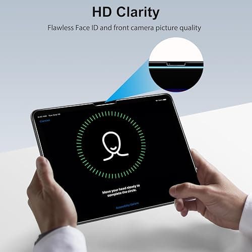 SPARIN Screen Protector for iPad Pro 13 inch M5/M4(8th/7th Generation,2025/2024), 2 Pack HD Clear 9H Tempered Glass Film with Face ID & Apple Pencil Pro Compatible, High Sensitivity Case Friendly thumbnail 5