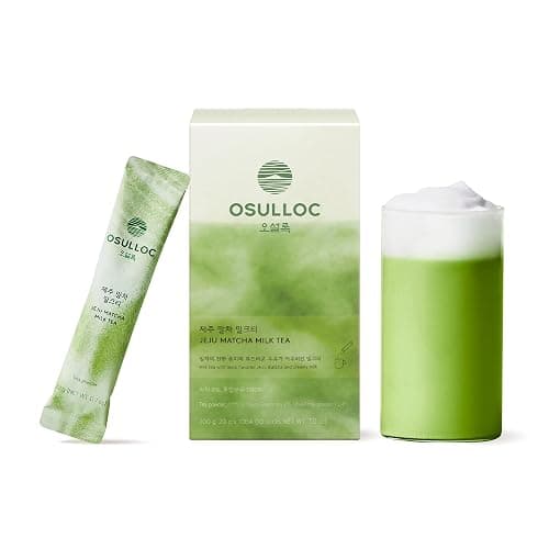 OSULLOC Jeju Matcha Milk Tea (7oz X 10 Packets), Easy on-the-go Stick type Powder Blended tea, Deep flavored matcha & creamy milk - Image 1
