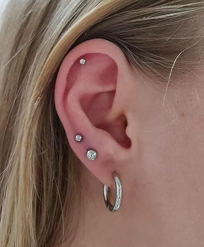 AVYRING 2 Stück Ohrloch Stecher Set und Zubehör Surgical Steel Einweg-Ohrlochpistole für Damen & Herren, Schmerzarme Piercing Pistole, Selbst-Piercing Set Ohrstecker, Silber Gold thumbnail 4