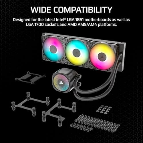 CORSAIR Nautilus 360 RS ARGB Liquid CPU Cooler – 360mm AIO – Low-Noise – Direct Motherboard Connection – Daisy-Chain – Intel LGA 1851/1700, AMD AM5/AM4 – 3X RS120 ARGB Fans Included – Black thumbnail 7
