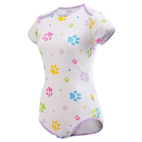 Littleforbig Adult Baby & Diaper Lover (ABDL) Button Crotch Romper Onesie - Baby Paws Onesie thumbnail 6