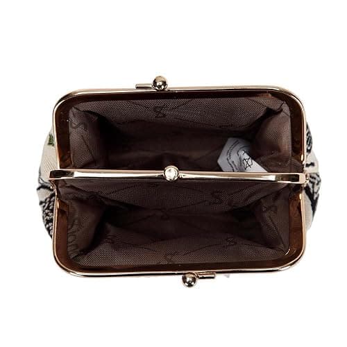Signare Tapestry Cute Exquisite Double Pocket Kiss Lock Coin Purse for Women with Floral Design thumbnail 2