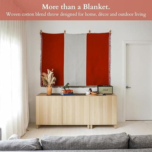 Ceibo House Peru Flag Woven Throw Blanket | Lightweight Cotton Blend | 70x50 Inches | Multipurpose Blanket for Bed, Sofa, Picnic, Beach, Tapestry, Decor or Gift thumbnail 3