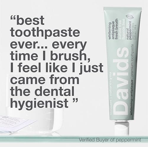 Davids Fluoride Free Toothpaste, Teeth Whitening, Antiplaque, SLS (Sulfate) Free, Promotes Enamel Health, Mouth & Gum Detox, EWG Verified, Peppermint, 5.25oz thumbnail 6