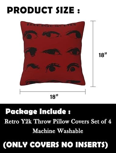 Pecfamly 8 Ball Y2K Grunge Throw Pillows Covers, Dark Red Cool Downtown Girl 90s Music Studio Room Decor Aesthetic for Teen Girls (Covers Only No Pillow Inserts) (4, Retro Y2K) thumbnail 3