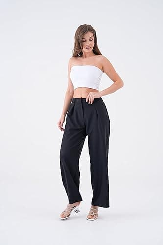Wide Leg Work Pants Women’s Elastic High Waisted Casual Office Dress Pants Trousers with Pocket Normal and Plus Size Slacks thumbnail 5