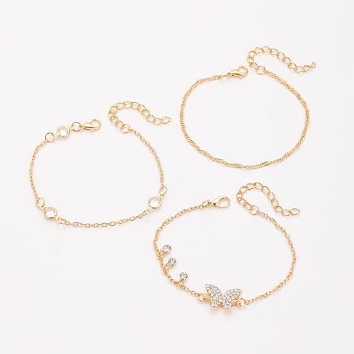 5 PCS Gold Bow Bracelets Set for Women, Elegant Butterfly and Pearl Accented Layered Bracelet Set - Delicate Fashion Jewelry thumbnail 5