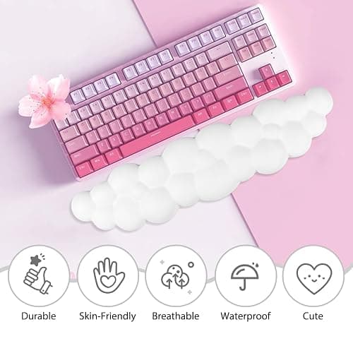 JIKIOU Upgrade Leather Cloud Keyboard Wrist Rest, Cloud Wrist Rest with Non-Slip PU Base, Comfortable Memory Foam Wrist Rest for Computer Laptop Mac Gaming Office and Pain Relief Wish New Year Gift thumbnail 4