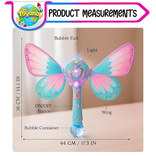 Kids Butterfly Bubble Wand, Light Up Automatic Bubbles Maker Machine with Bubble Solution, Magic Fairy Wand Outdoor Garden Bubbles Blower Activity Gift Toy Leak-Proof Design for Children Ages 3+ Years thumbnail 3
