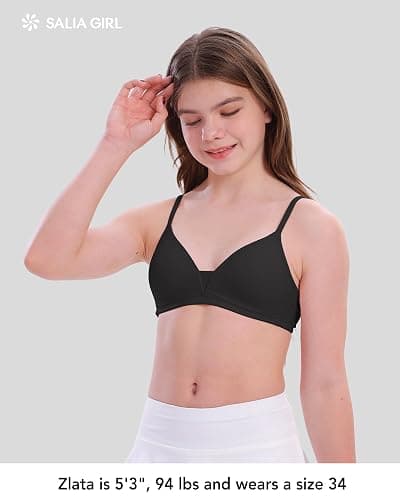 SALIA GIRL Teen Bras for Girls 10–14, Lightly Padded for Secure Coverage | Wireless Comfort, Back Closure, Ultra-Fine Knit, Silky-Soft Feel, Adjustable Straps, No-Bulk Fit, School & Everyday Wear thumbnail 4