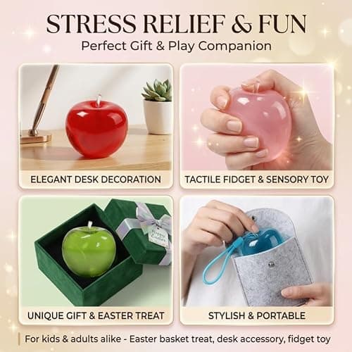 Carrot Squishy, Banana Strawberry Peach Peanut Apple Dragon Fruit Cherry Squish Giant Jumbo 5.5 Inch Vegetable Realistic Moldable Slow Rise Relaxing Sensory Fidget Toy Squeezable Ball(Apple B) thumbnail 6