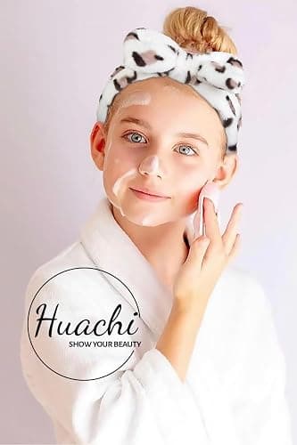 Huachi Spa Headband for Women Washing Face Teen Girls Skincare Headbands Makeup Cheetah Print Leopard Face Wash Head Band Animal Print thumbnail 5