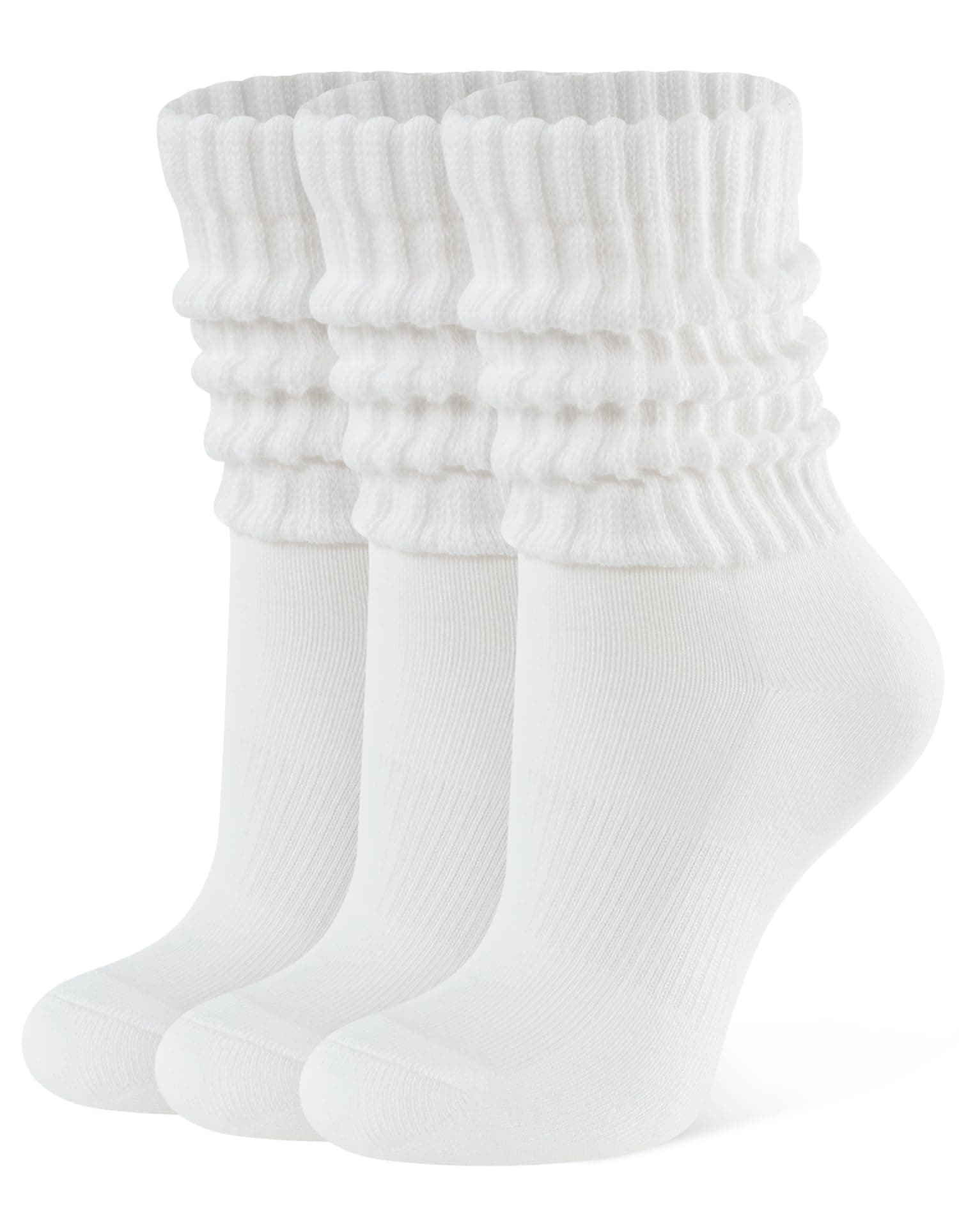 CLOSEMATE Womens Scrunch Crew Socks Retro Soft Cotton Cozy Slouchy Socks for Sneakers Boot 3 Pairs - Image 1