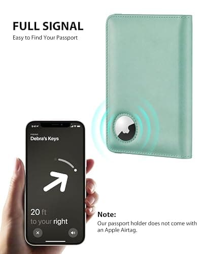 Stouchi AirTag Passport Holder – Slim RFID Travel Wallet | Ultra-slim, Waterproof PU Leather, 5 Card Slots, RFID Blocking, AirTag Slot – Perfect for US Passports, Snug for EU thumbnail 3