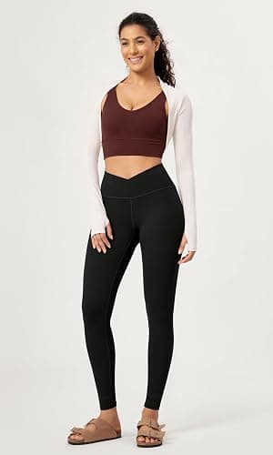ODODOS 2 Pack Buttery Soft Cross Waist Leggings for Women, ODCLOUD 25" / 28" Crossover Lounge Yoga Pants thumbnail 3