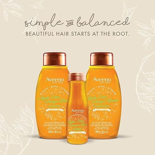 Aveeno Apple Cider Vinegar Shampoo + Conditioner Set, Hair Care Bundle for Balance & High Shine, Daily Clarifying & Soothing Scalp Shampoo & Conditioner for Oily & Dull Hair, Two Pack, 2 x 12 fl. oz thumbnail 10