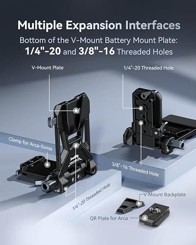 SMALLRIG Foldable V Mount Battery Plate w/QR Plate for Arca, for Sony FX3 / A7 V / A7 IV / A7S III, for Canon R5 / R6, for Nikon Z8, Compact Camera Video Rig, for NEEWER V Mount Battery PS099E thumbnail 5