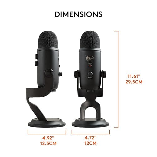 Logitech for Creators Blue Yeti USB Microphone for Gaming, Streaming, Podcast, YouTube, Discord, PC, Studio Sound, Plug & Play-Blackout thumbnail 10