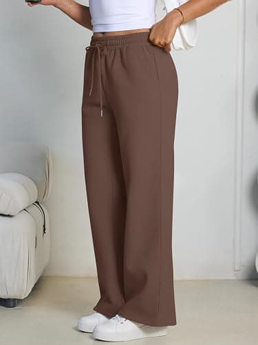 Trendy Queen Womens Wide Leg Fleece Lined Sweatpants Winter Baggy Lounge Travel Pants Fashion Outfits 2025 Joggers Clothes thumbnail 3