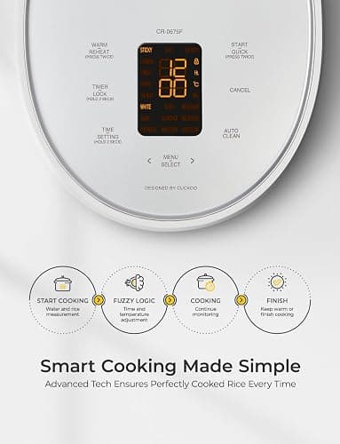 CUCKOO Micom Rice Cooker 6-Cup Uncooked / 12-Cup Cooked with Nonstick Inner Pot, Versatile Rice Maker with 9 Menu Options, Fuzzy Logic Technology, Auto Clean, Quick Rice Mode, White (CR-0675FW) thumbnail 5