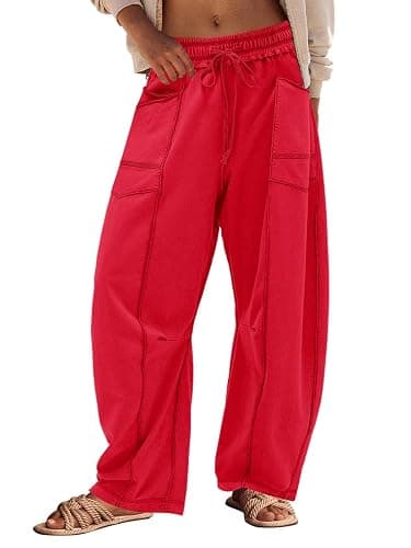 Panadila Womens Barrel Pants Drawstring Wide Leg Sweatpants Baggy Summer Lounge Pants Casual Beach Trousers - Image 1