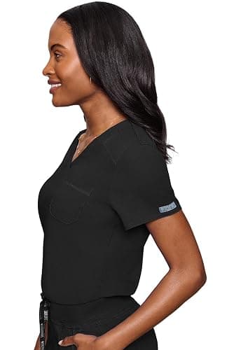 Med Couture Women's V-Neck Scrub Top, Modern Fit Tuck-in Top with Stretchy Rib-Knit Shoulders and Chest Pocket - MC7448 thumbnail 5