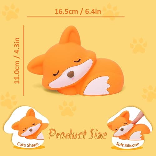 YuanDian Fox Night Light, Squishy Fox Silicone Lamp Novelty Gifts, Rechargeable Dimmable Timer Bedside Touch Nightlight for Boys and Girls thumbnail 7