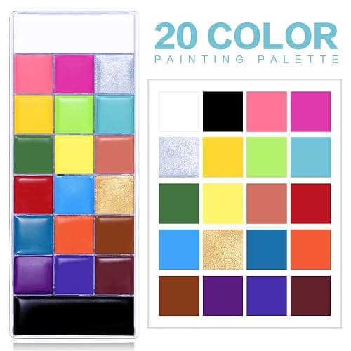UCANBE Pittura per Viso 20 Colori,Body Painting Colori per Trucco Halloween Durevole,Athena Palette Colori per Pancia Gravidanza,Trucco Teatrale,Effetti Speciali thumbnail 6