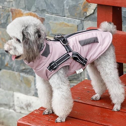 Oslueidy Vestes d'hiver pour Chiens, Manteaux Chauds pour Chiens Vêtements réfléchissants pour Chien Gilet imperméable pour Chiot avec Harnais pour Chiens de Petite et Moyenne Taille thumbnail 5