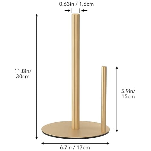 Paper Towel Holder Gold, Premium Stainless Steel Kitchen Roll Dispenser, Countertop Roll Organizer thumbnail 3