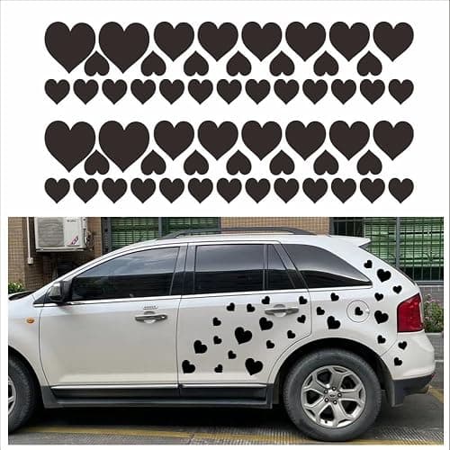 BLAJR Heart-Shaped car Stickers Creative Decoration for car Doors Bumper Hoods Windows Motorcycles Bicycles Helmets laptops bedrooms Living Rooms Vinyl Decals Accessories (56 PCS) (Black) - Image 1