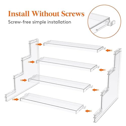 Lifewit 4 Tier Clear Display Riser Stand, Tool-free Assembly, Plastic Organizers for Figures, Cupcake, Perfume, Dessert, Desktop Display Stand for Organize and Decoration, 9 Inch, 1-Pack - 9inch,1 pack thumbnail 3