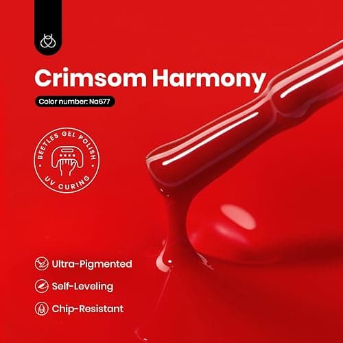 Beetles Red Gel Nail Polish, 1 Pcs 8ml Hema-Free Gel Red Color Crimson Harmony Soak Off U V LED Polish Nail Art Design Manicure Salon DIY Salon thumbnail 3