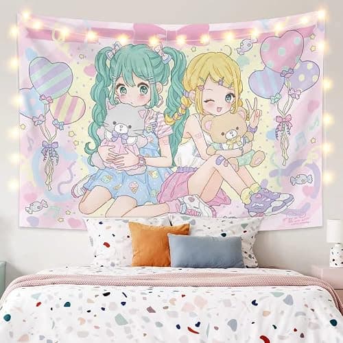 SUFUZEGA Japanese Anime Girl Tapestry Kawaii aestheticism 3D Printing Art Anime Wall Hanging, for Living Room Bedroom Dorm Decor (60L×50W, R06) - Image 1
