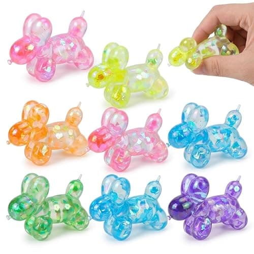 Glitter Balloon Dog Squishy Toy – Slow Rising Stress Relief Fidget Toy, Soft Sensory Toy for Adults, Anxiety Relief, Cute Squeeze Decompression Fun (Pink) thumbnail 3