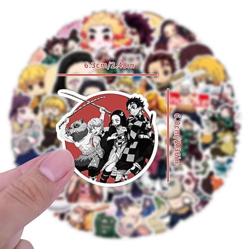 50pcs Demon Slayer Stickers for Kids, Cute Anime Cartoon Waterproof Vinyl Decal for Teen Girl Adult Notebook Laptop Water Bottle Skateboard Guitar Travel Case Phone Bike thumbnail 4
