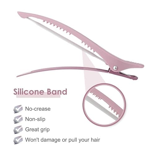 AIMIKE 4pcs Hair Clips for Styling: Sectioning No Crease Duck Billed Clips with Silicone Band, Salon Roller Clips for Women thumbnail 3