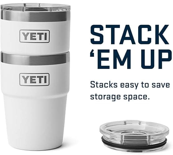 YETI Rambler Cup, Vacuum Insulated Stainless Steel Stackable Cup with Magslider Lid, White, 16 oz (473 ml) thumbnail 4