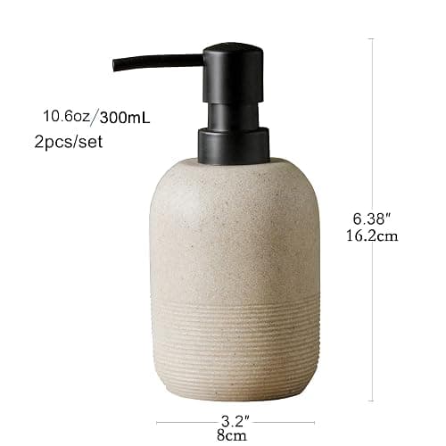 2pcs/Set Beige Soap Dispenser Set,Hand Soap Lotion Dispenser for Bathroom, for Elegant Bathroom Décor，soap Dispenser for Kitchen Sink thumbnail 3
