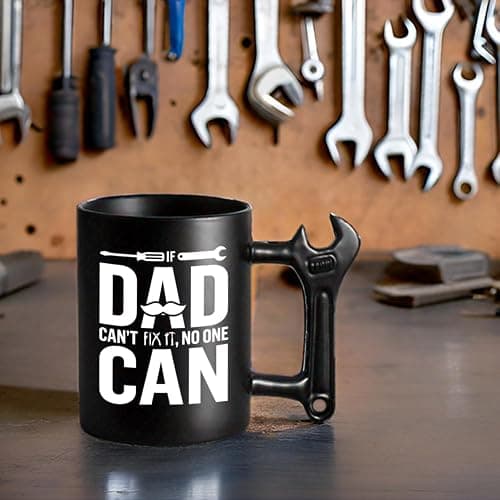 LOZACHE Novelty Coffee Mug with Wrench Handle for Dad, Funny Birthday Gifts from Daughter Son for Father, Papa, Daddy - Christmas, Father's Day Gift Idea - If Dad Can't Fix It NO One Can Cup thumbnail 7