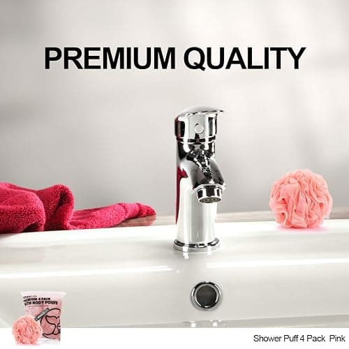 Loofah Sponge Bath Sponge for Women Men 4 Pack (Pink) thumbnail 9