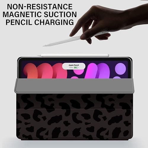 Deokke Compatible with iPad mini 7 Case(A17 Pro) 2024 iPad mini 6 Case 8.3 Inch 2021,Pencil Holder Soft Back Auto Sleep/Wake Cover Women Men Girls Cute-Black Leopard Cheetah thumbnail 4