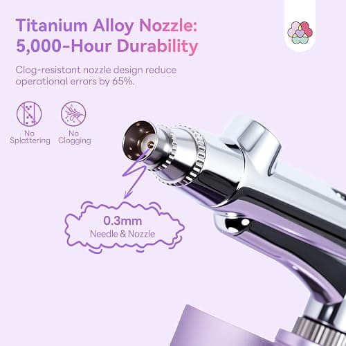 SAVILAND Pro Airbrush for Nails: 2026 Optimized 25 PSI for Flawless Nails Engineered for Flow-Locked Atomization & Steady Output 0.3mm DLC-Coated Nozzle, Dual-Charge Cordless for Uninterrupted Salon thumbnail 7