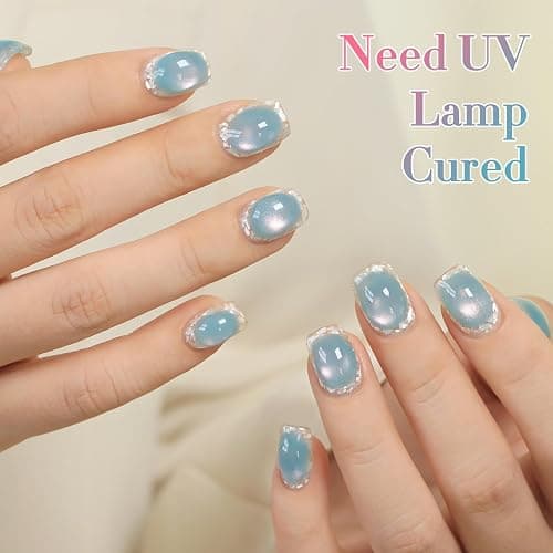 Double Rhythm 0.5 OZ Cat Eye Gel Polish with Magnet 15ML Holographic Glitter Shimmer Translucent Jelly Color Magnetic Nail Polish Salon DIY at Home (Fruit Teal Green-MC1211) thumbnail 6