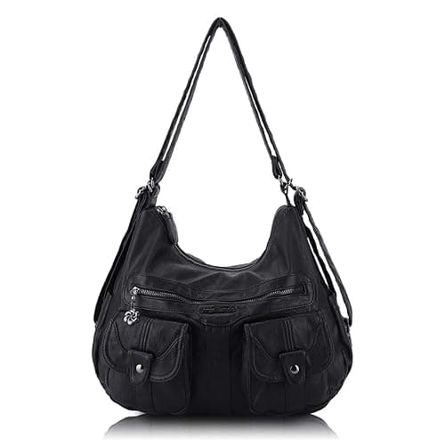 Angel Barcelo Women Multifunctional Soft Leather Handbag Purses Shoulder Hobo Backpack Crossbody Zipper Bag with Pocket - Image 1