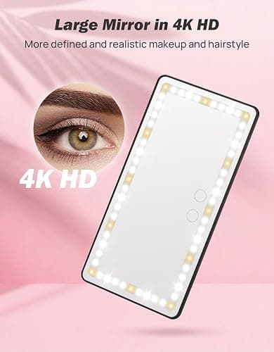JOYTUTUS Car Sun Visor Vanity Mirror with Lights, 3 Light Modes & 60 LEDs, Rechargeable Dimmable Touch Control Travel Makeup Mirror for Truck SUV thumbnail 4