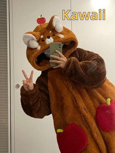 ZITEZHGO Cute Wearable Blanket Hoodie for Adult Women Men Kawaii Animal Fun Blanket Carpet Warm Cozy Hoodie Blanket Pajamas (Red Panda,XL) thumbnail 2